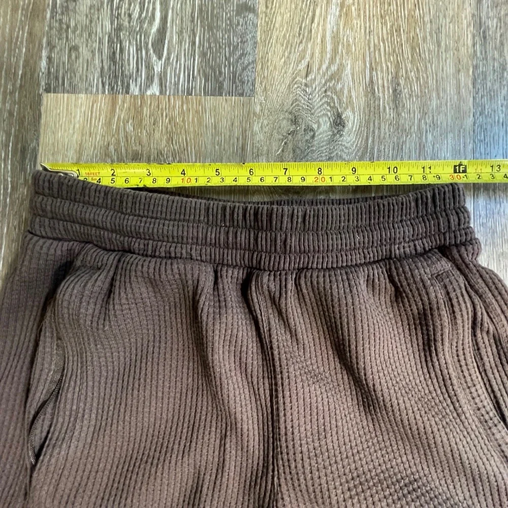 Adidas Waffle Knit Shorts Mens Small Brown Trefoil Logo Lounge Athleisure